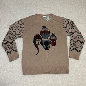 Disney Boys Marvel Avengers Tan Crewneck Christmas Sweater